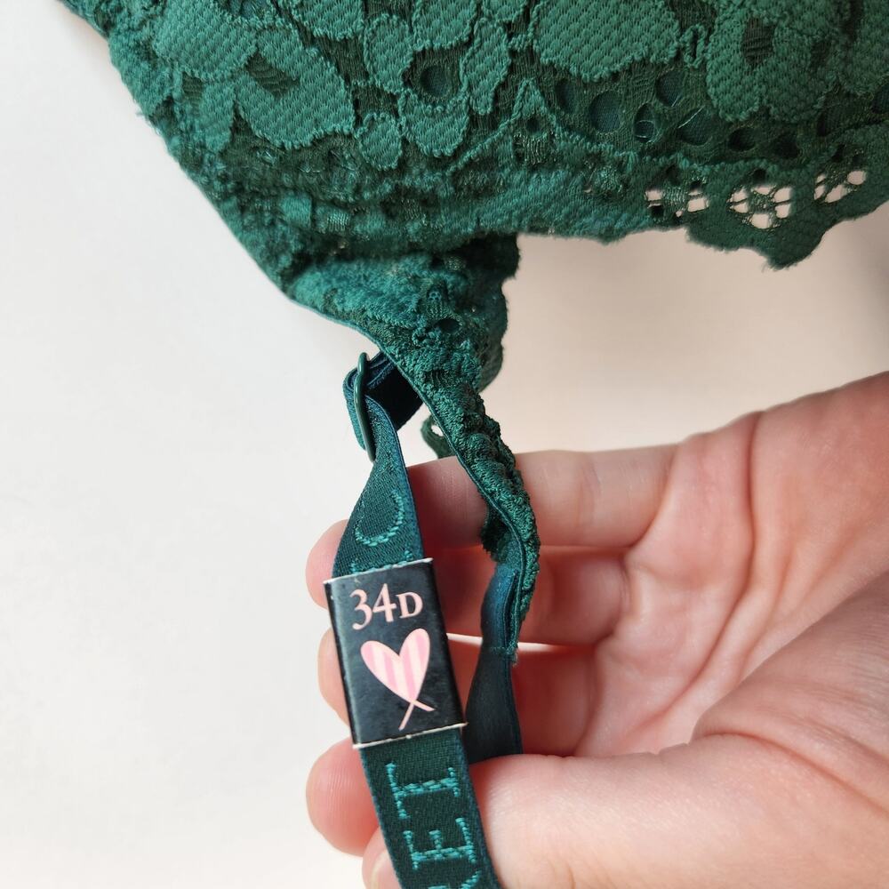 Victoria’s Secret Green Lace Corset Bra Top 34D - Poison Ivy Cosplay Fairy Core - Picture 4 of 7